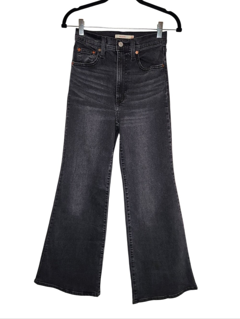 Levi's Ribcage Bell Flare Jeans in Faded Black Size 25
